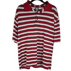 FootJoy FJ Mens XL Athletic Fit Golf‎ Polo Shirt ProDry Performance Red Striped
